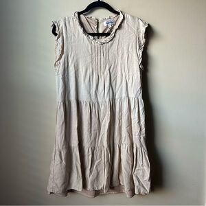 Lavila ruffle-sleeve tiered mini Dress Linen Blend Minimalist Boho Babydoll